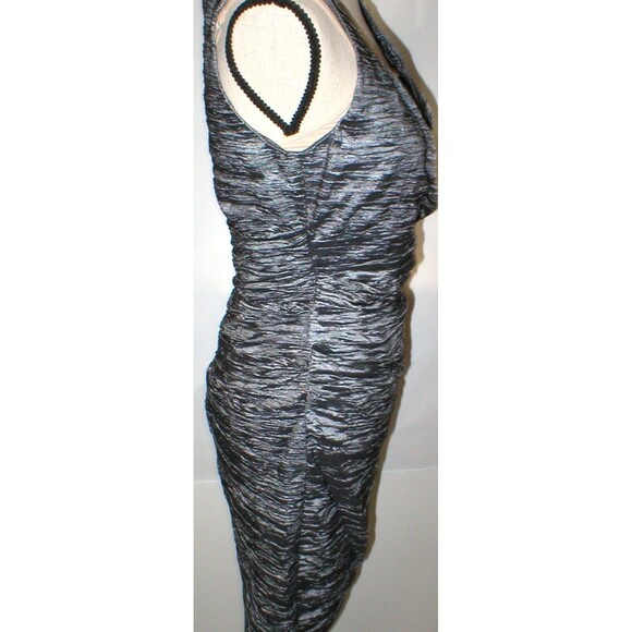 New Womens 10 Calvin Klein Dress Dark Gray Steel Ruched Party Date Work Office - Picture 3 of 5